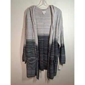 NWT Style & Co Open Cardigan Sweater Duster Hoodie Casual Cozy Boho Beige 3X